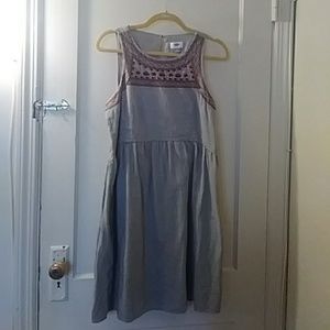 Embroidered Chambray Dress